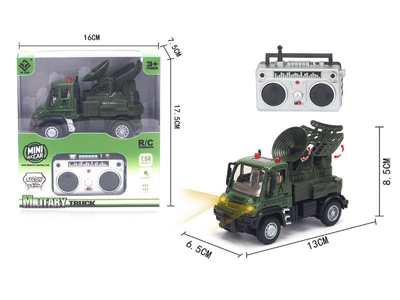 1:64 2.4G Remote Control Alloy Military Radar Truck