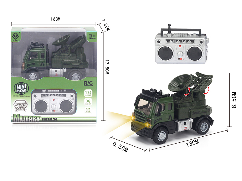 1:64 2.4G Remote Control Alloy Military Radar Truck