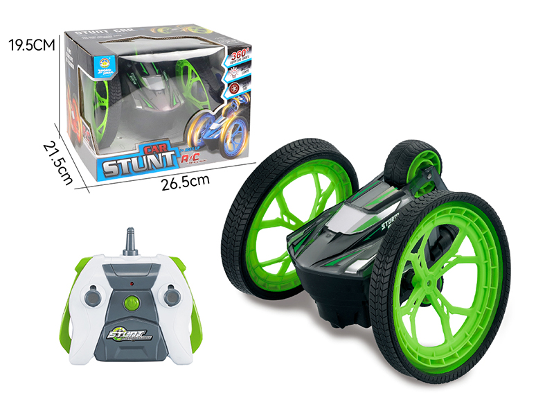 R/C Green Transparent Flashing Stunt Car (Excluding Electricity)