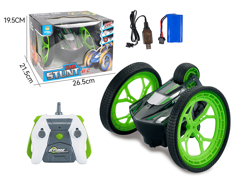 R/C Green Transparent Flashing Stunt Car (Including Electricity)
