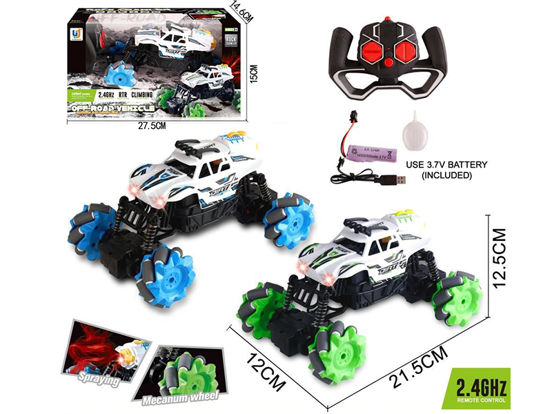 2.4G Remote Control Mecanum Wheel Rock Crawler(Lights,Spray,One Button Demonstration)