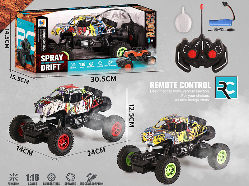 1:16 6-Channel Remote Control Off-Road Graffiti Climbing Vehicle With Light,Spray