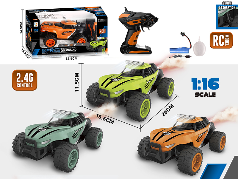 1:16 2.4G 8-Channel Remote Control High-Speed Race Car With Lights,Spray