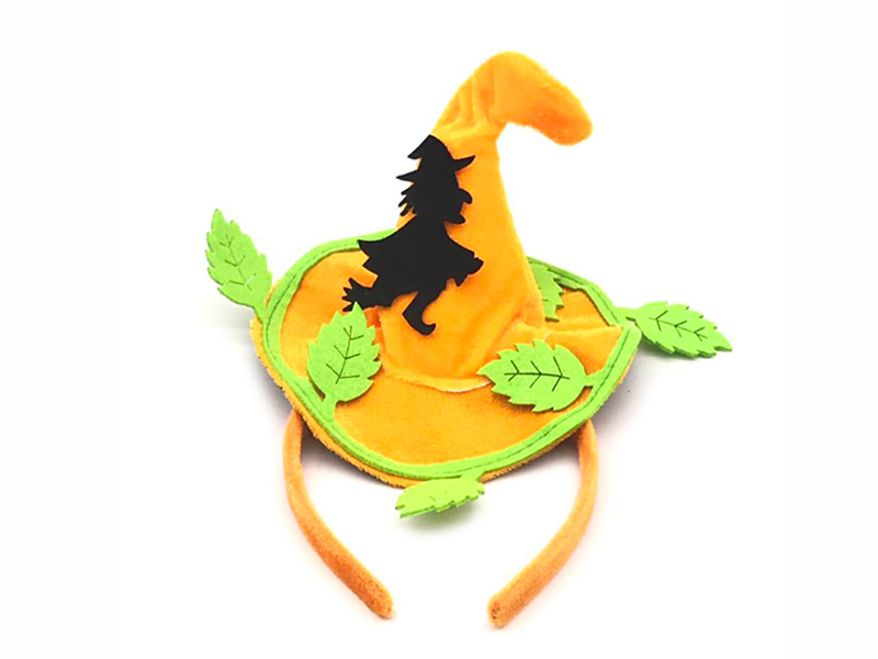 Little Witch Hat Hair Hoop With Green Leaves