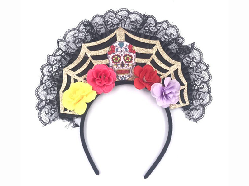 Spiderweb Skull Heads Hair Hoop
