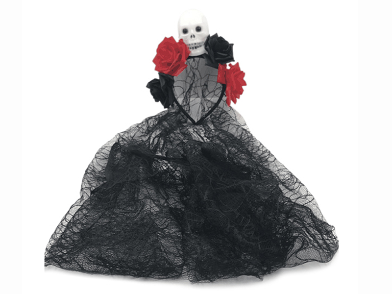 Skull Hair Hoop With With Flowers,Veil