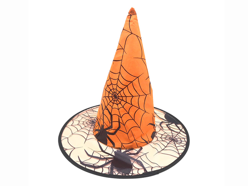 Velvet Cloth Large Witch Hat Printed Spider Web