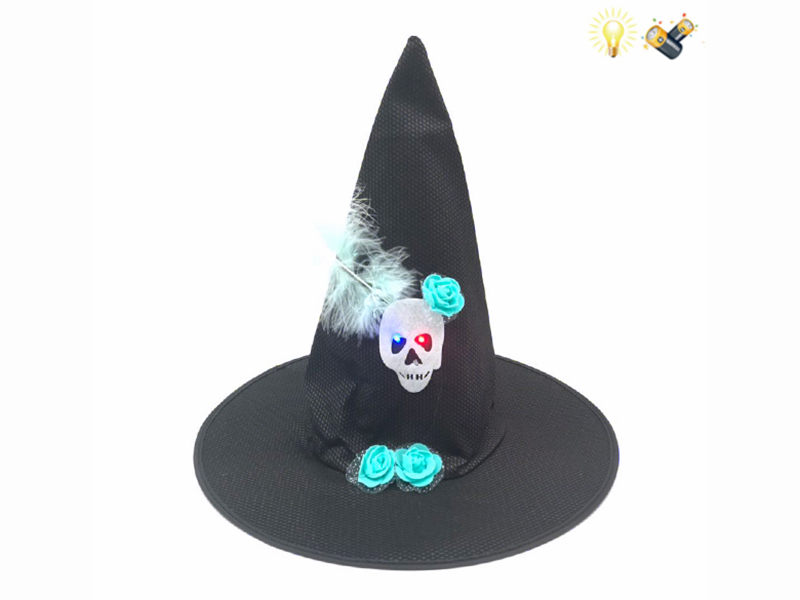 Large Witch Skull Hat With Light