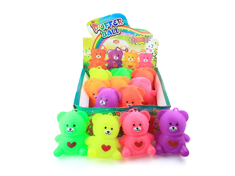 Little Bear Puffer Ball Squeeze Toy With Light 12pcs