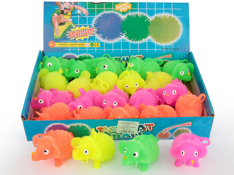 Flash Elephant Puffer Ball Squeeze Toy 24pcs
