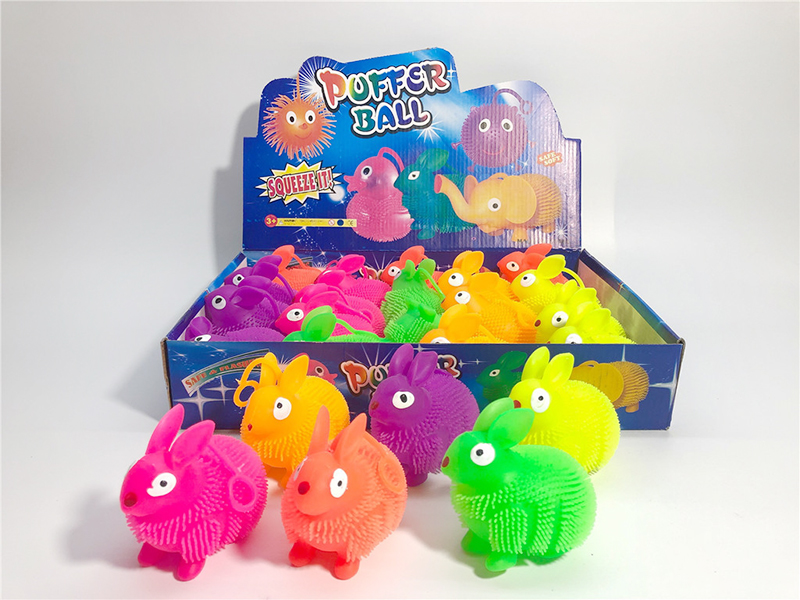 Flash Rabbit Puffer Ball Squeeze Toy 24pcs