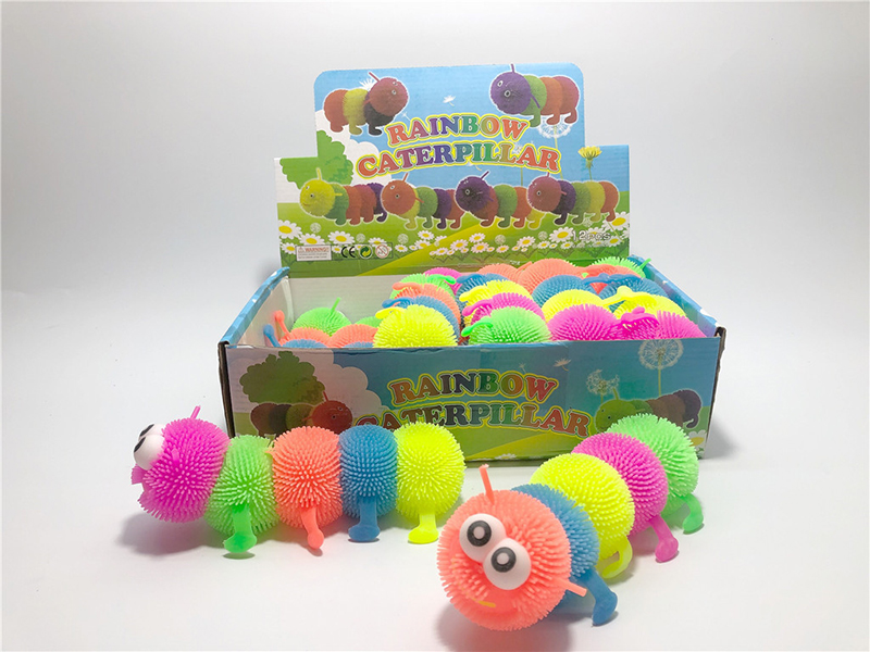 Flash Rainbow Caterpillar Squeeze Toy 12pcs