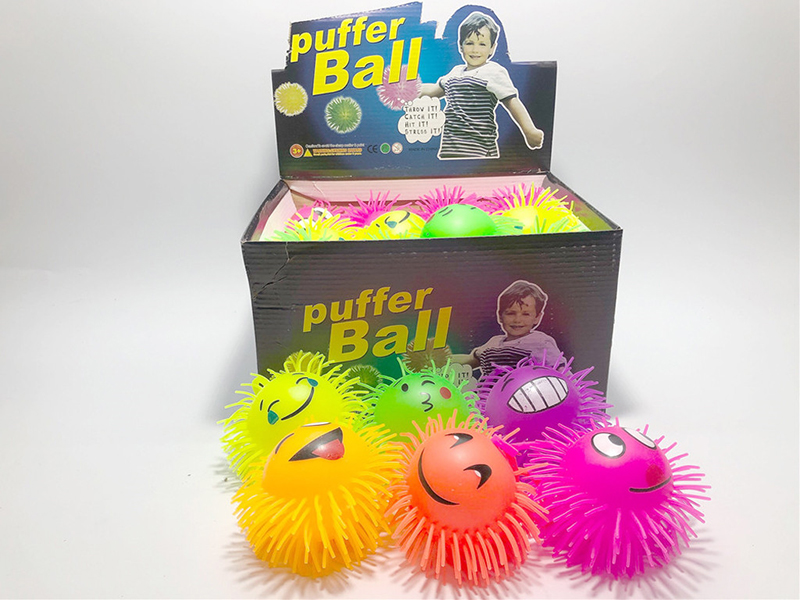 Flash Smiling Face Puffer Ball Squeeze Toy 24pcs