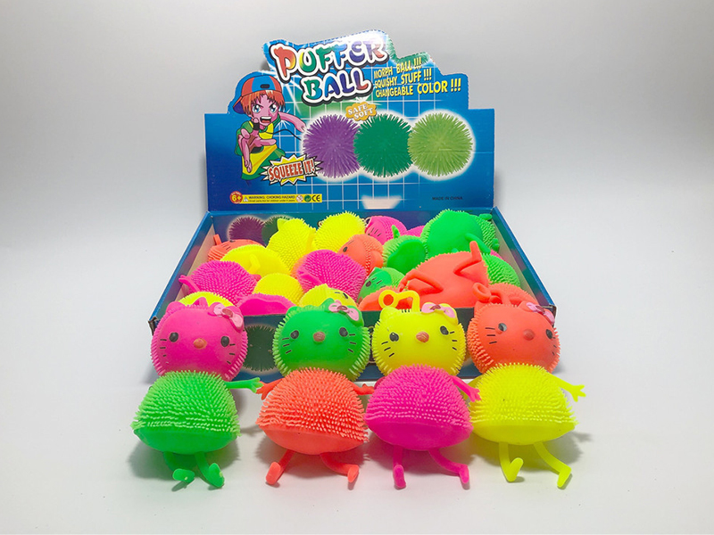 Flash Kitty Cat Puffer Ball Squeeze Toy 12pcs