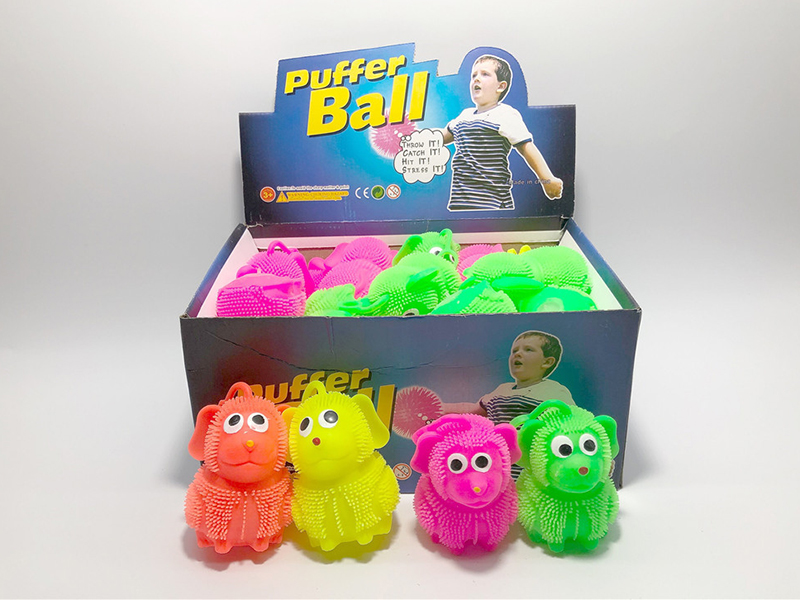 Flash Dog Puffer Ball Squeeze Toy 24pcs