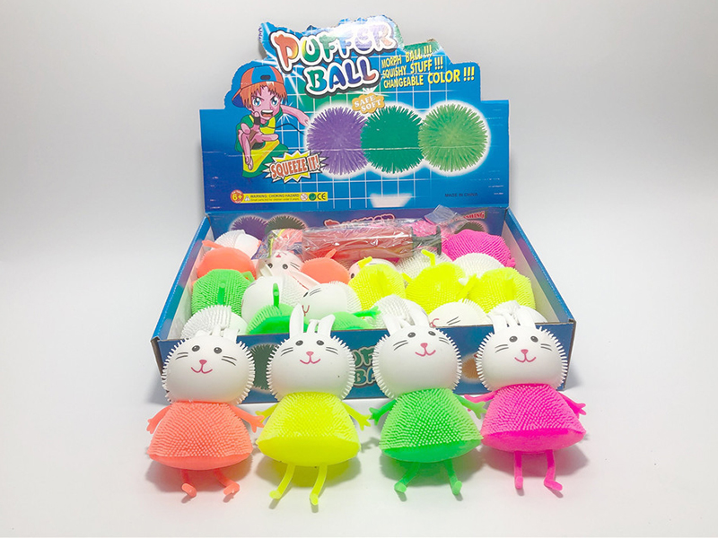 Flash Rabbit Puffer Ball Squeeze Toy 24pcs