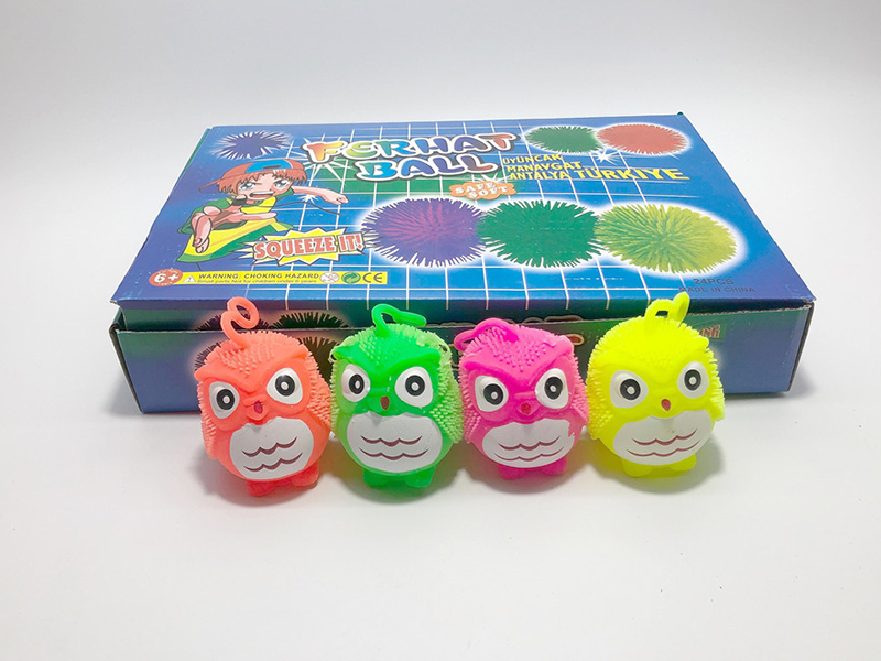 Flash Owl Puffer Ball Squeeze Toy 24pcs