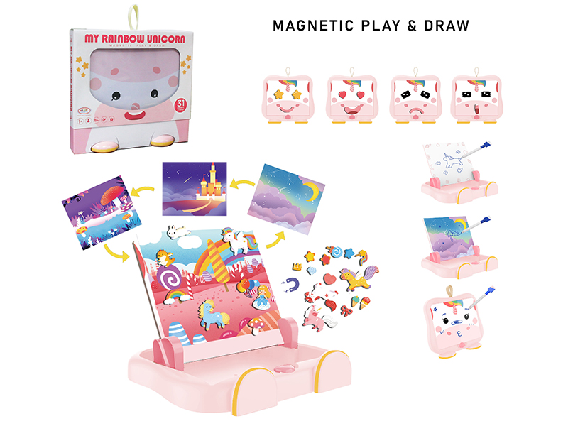 Unicorn Scene Learning Box (Large,Magnetic Play&Draw)