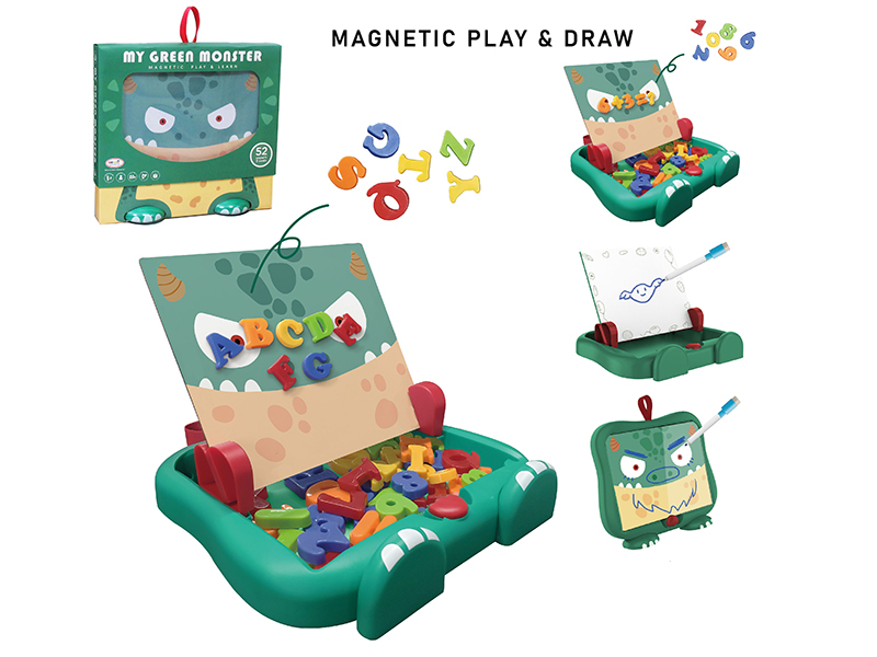 Little Monster Scene Learning Box With Alphabet, Numbers(Large,Magnetic Play&Draw)