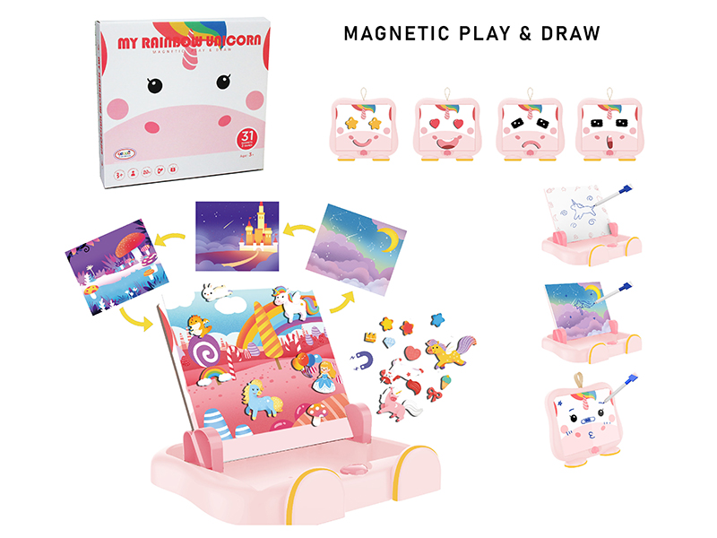 Unicorn Scene Learning Box (Large,Magnetic Play&Draw)
