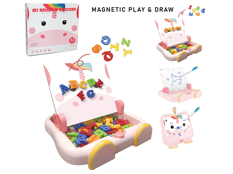 Unicorn Scene Learning Box With Alphabet, Numbers(Large,Magnetic Play&Draw)