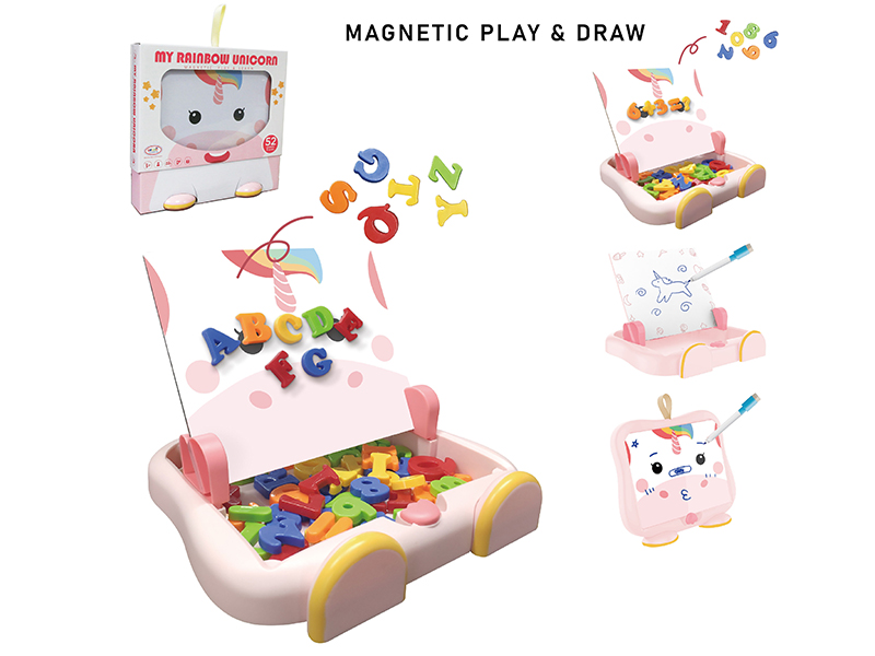 Unicorn Scene Learning Box With Alphabet, Numbers(Small,Magnetic Play&Draw)