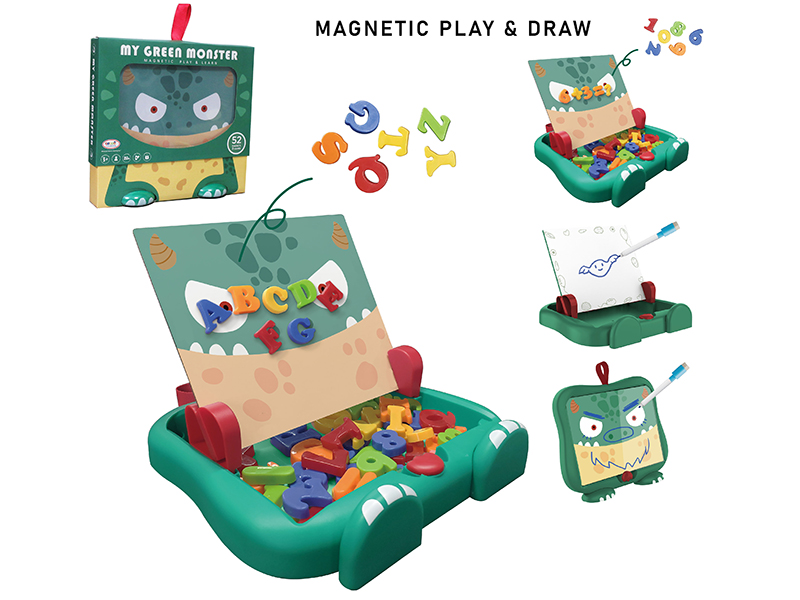 Little Monster Scene Learning Box With Alphabet, Numbers(Small,Magnetic Play&Draw)
