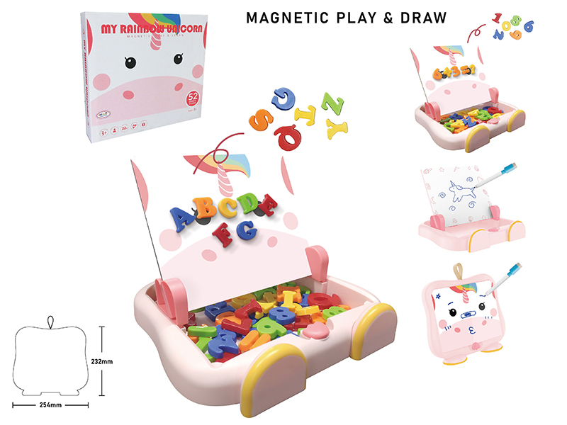 Unicorn Scene Learning Box With Alphabet, Numbers(Small,Magnetic Play&Draw)