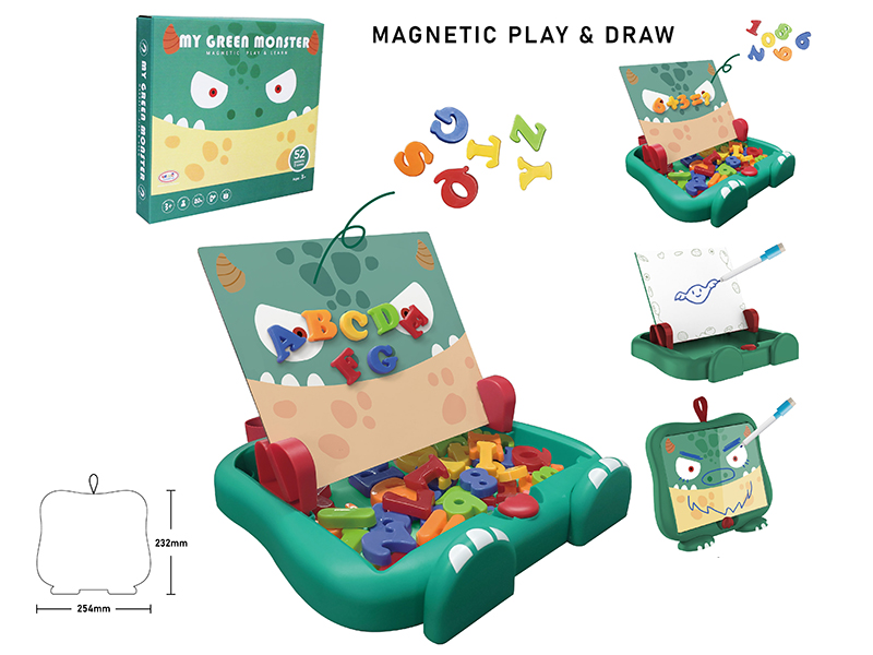 Little Monster Scene Learning Box With Alphabet, Numbers(Small,Magnetic Play&Draw)