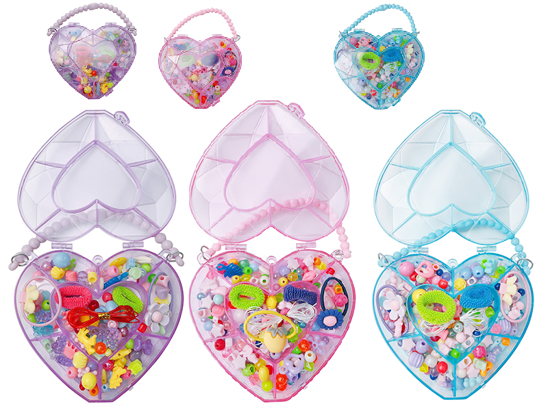 DIY Beads Box(Heart-Shaped Box,Pink Blue Purple 3 Colors)