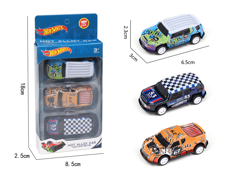 3Pcs Pull Back Iron Pickup Truck