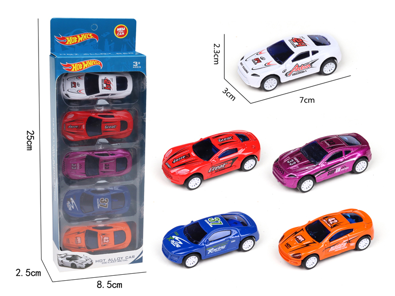 5Pcs Slide Alloy Road Racing Car
