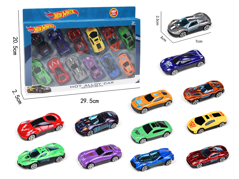 12Pcs Slide Alloy Sports Car
