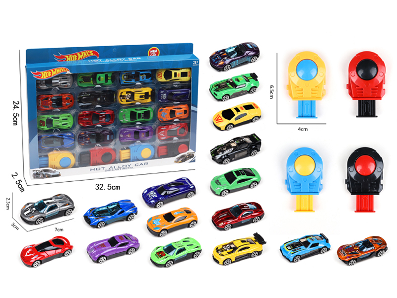 16Pcs Slide Alloy Sports Car+4 Catapult