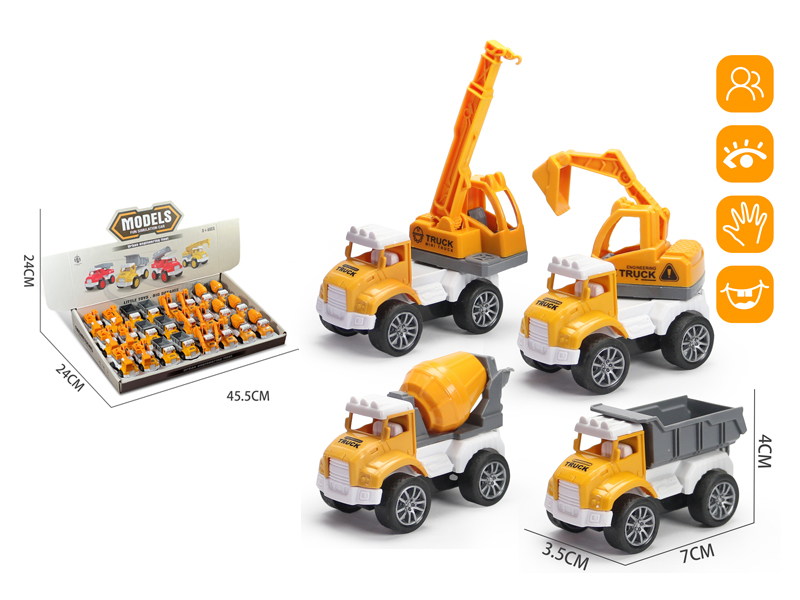 24PCS Pull Back Engineering Vehicle
