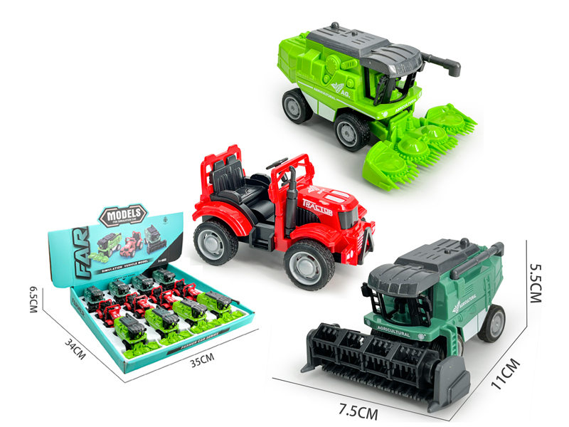 12PCS Pull Back Farmer'S Cart