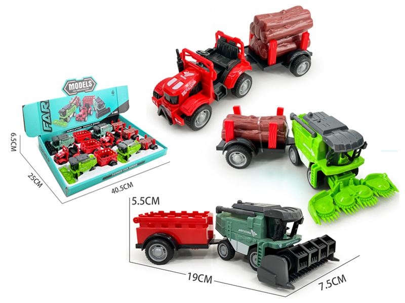 6PCS Pull Back Farmer'S Cart