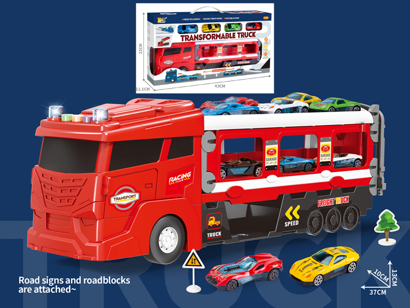 Friction European Style Short Nose Deformation Folding Trailer Ejection Track - With Sound And Light - Red