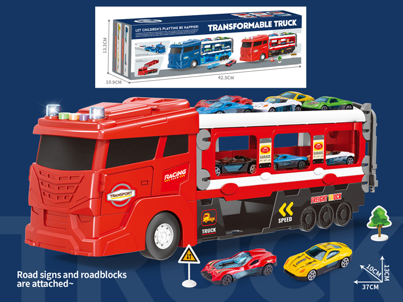 Friction European Style Short Nose Deformation Folding Trailer Ejection Track - With Sound And Light - Red