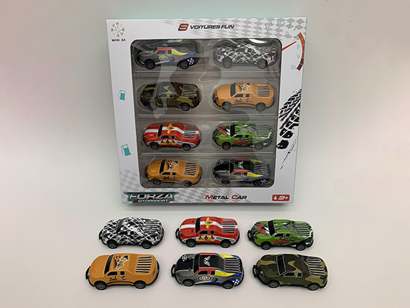 1:56 Pull Back Bounce Tipping Bucket Light Alloy Pickup Truck 8Pcs