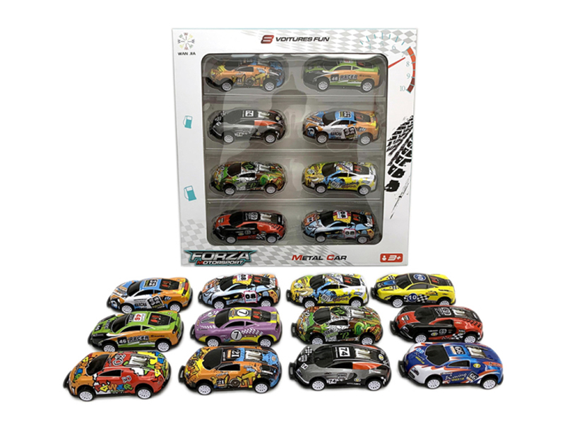 8Pcs Pull Back Bouncing Bucket Light Alloy Sports Car