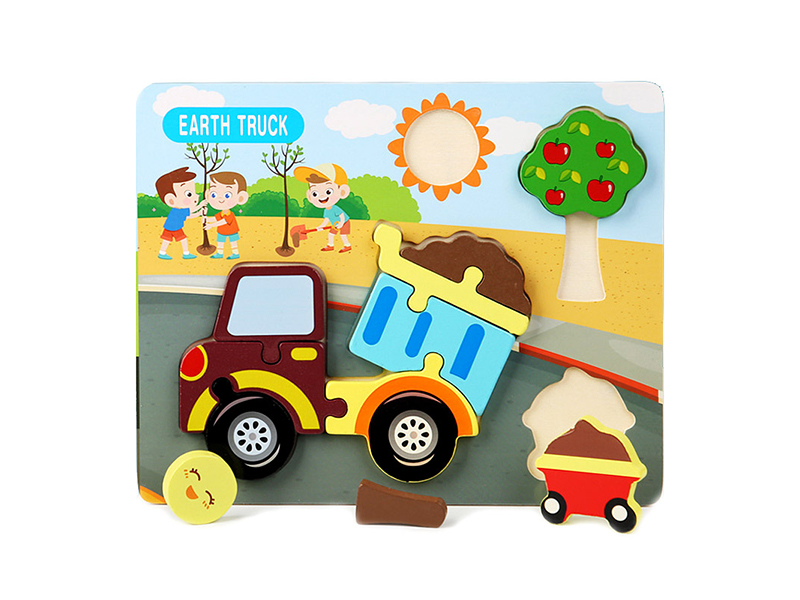 Wooden Tridimensional Puzzle Of Earth Moving Vehicle