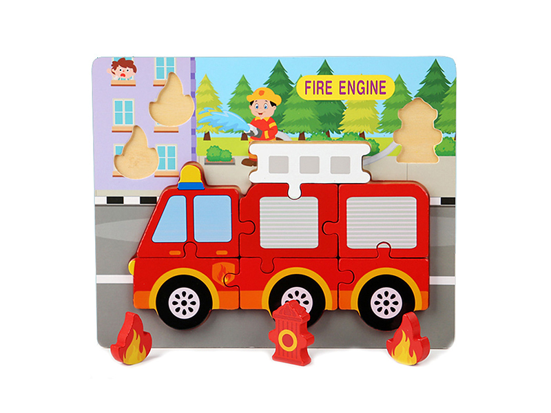 Wooden Tridimensional Puzzle Of Fire Engine