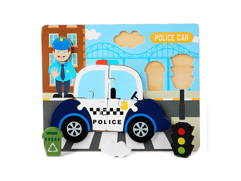 Wooden Tridimensional Puzzle Of Police Car