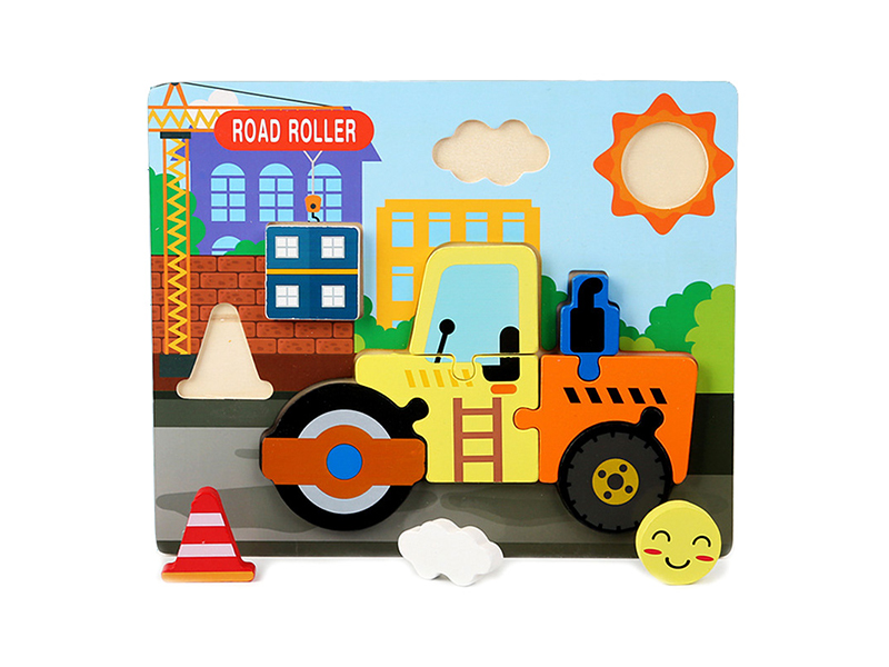Wooden Tridimensional Puzzle Of Road Roller