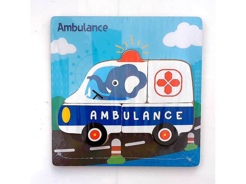 Ambulance Wood Cartoon 3D Puzzle