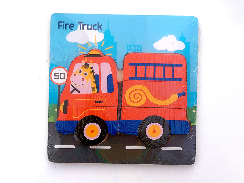 Fire Engine Wood Cartoon 3D Puzzle