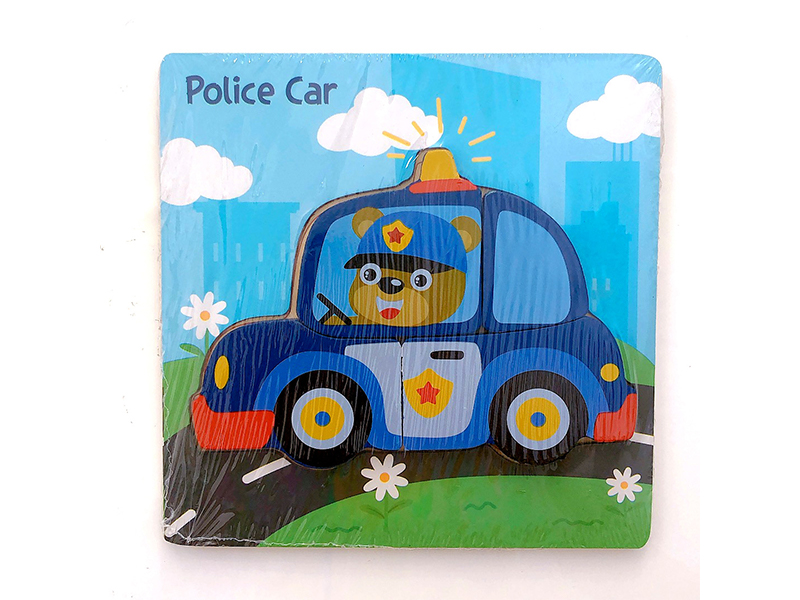 Police Car Wood Cartoon 3D Puzzle