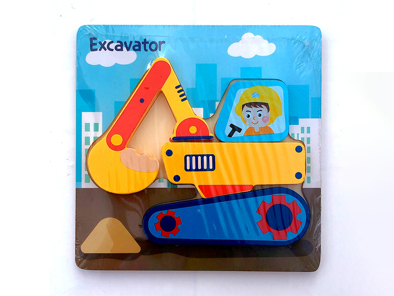 Excavating Machinery Wood Cartoon 3D Puzzle