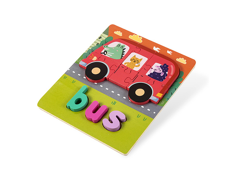 Wooden 3D Puzzle Of Bus English Words